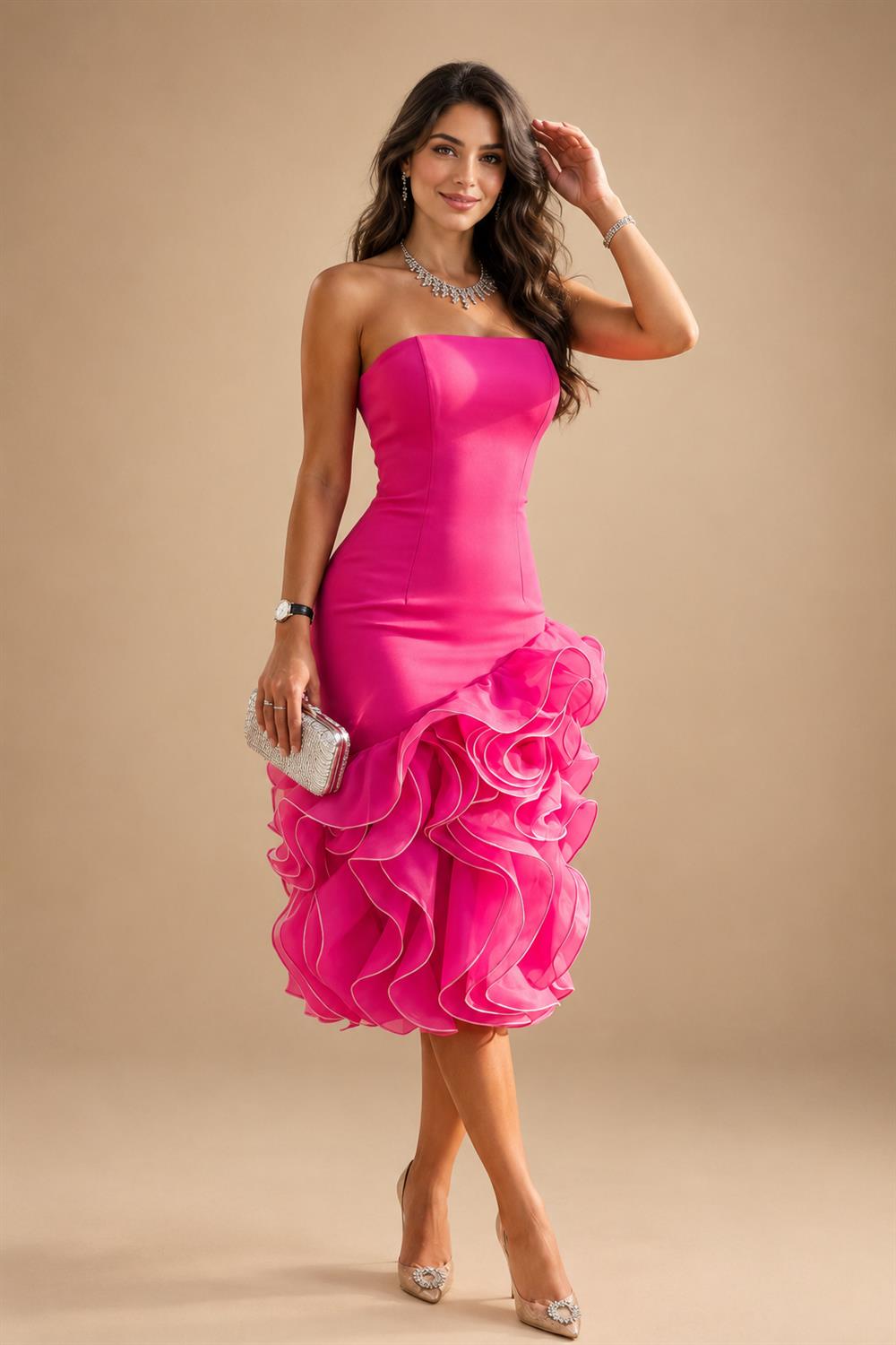 Satin Bodycon Strapless Short Homecoming Dresses with Corset Bodice & Sash (SHI22370318)