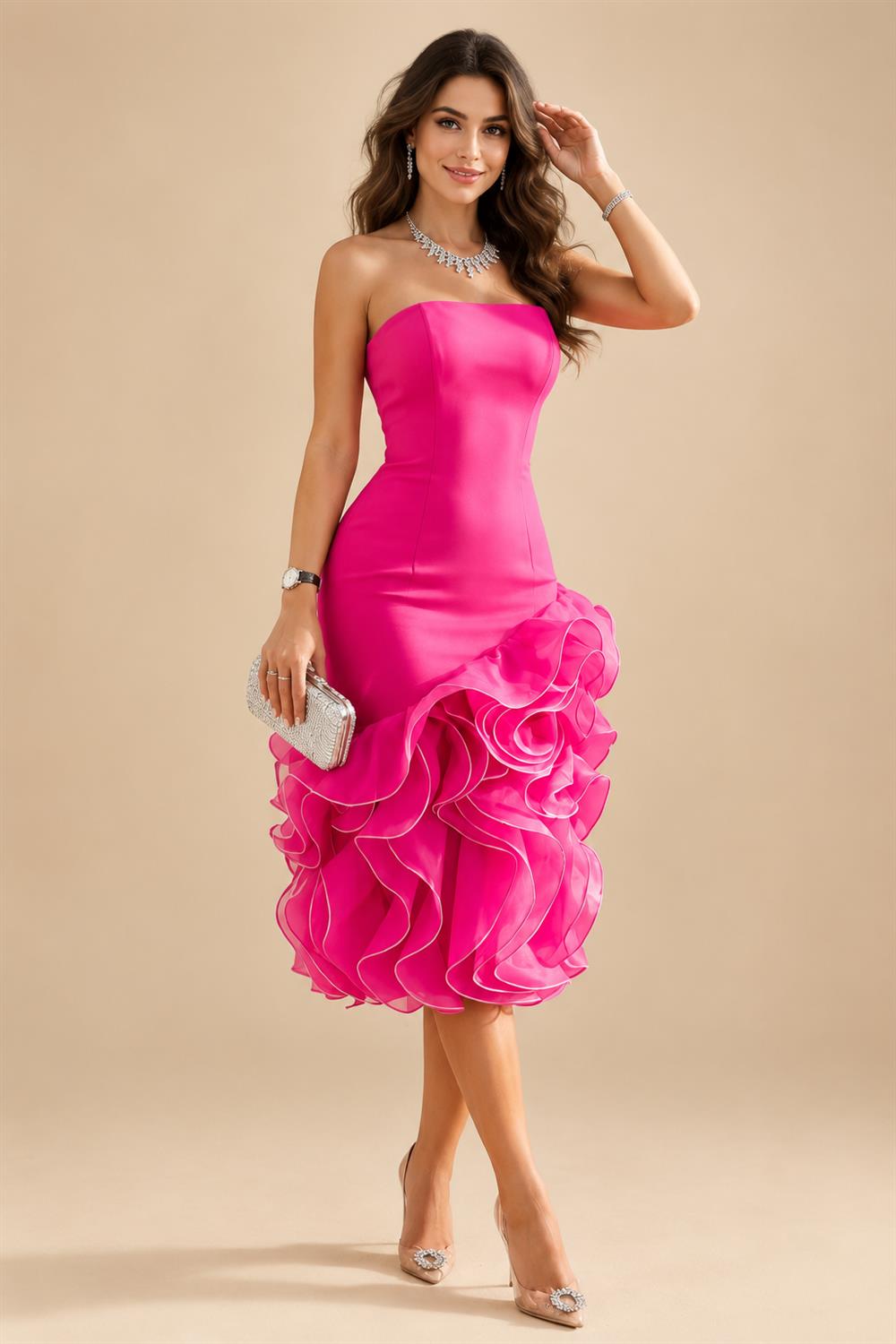 Chiffon Sheath/Column V-Neck Floor-Length Mother of the Bride & Groom Dresses with Lace Embroidery Bodice & Ruched Waist (SHI22501510)