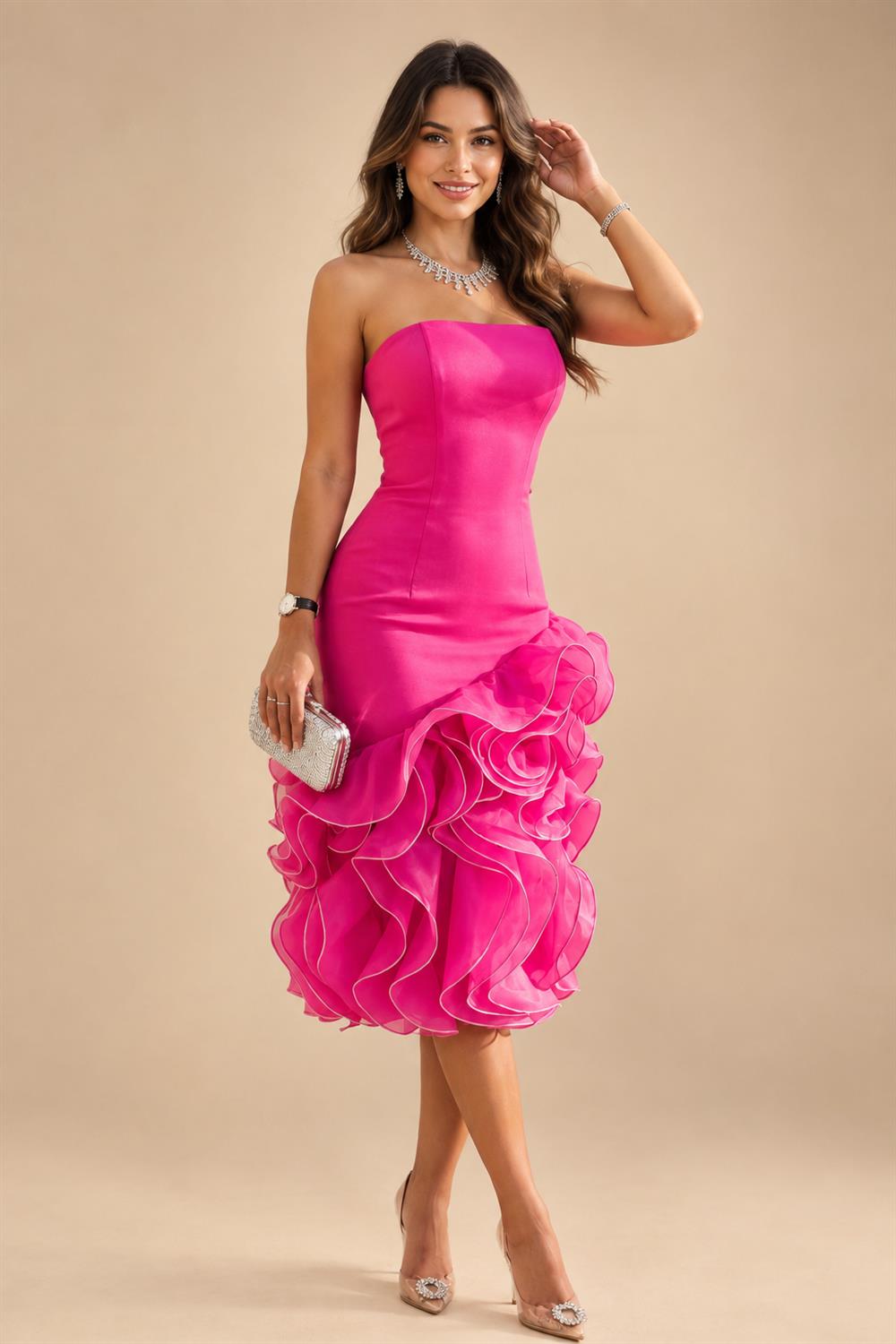 A-Line/Princess V-Neck Floor-Length Mother of the Bride & Groom Dresses with Ruffles & Ruched Waist (SHI22501284)