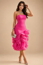 A-Line/Princess Scoop Neck Satin Maxi Mother of the Bride & Groom Dresses with Sweep Train, Ruched Waist & Rhinestones (SHI22501654)