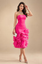 Cape Sleeve Jacquard Satin Ruched Mother of the Bride Dresses (SHI22500526)