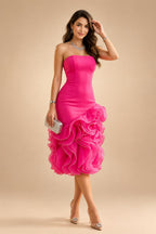 A-Line/Princess Scoop Neck Satin High-Low Mother of the Bride & Groom Dresses with Lace Appliques, Ruffles & Pleats (SHI22501633)