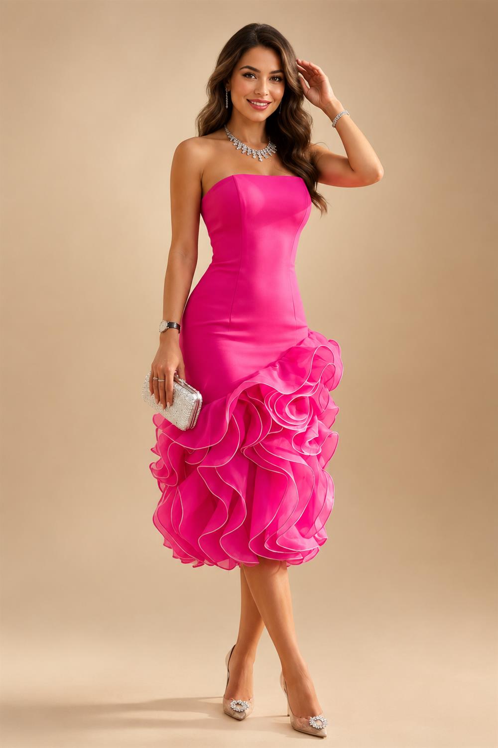 Jacquard Sheath/Column V-Neck Floor-Length Mother of the Bride & Groom Dresses with Ruched Waist (SHI22501057)