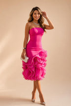 Jacquard Sheath/Column V-Neck Tea-Length Mother of the Bride & Groom Dresses for Women (SHI22501292)