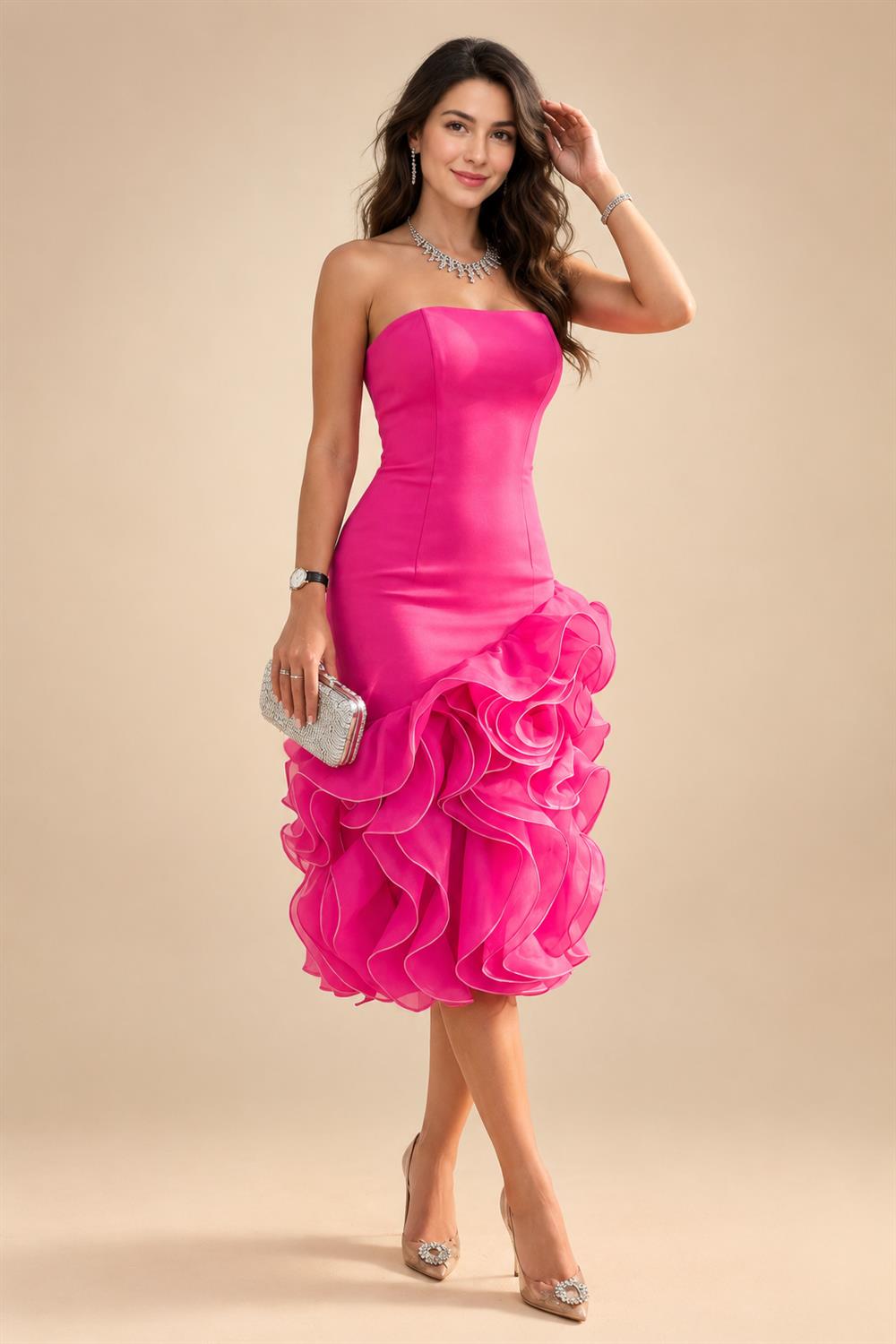 Jumpsuit Scoop Neck Chiffon Floor-Length Mother of the Bride Pantsuits with Rhinestones (SHI22501658)