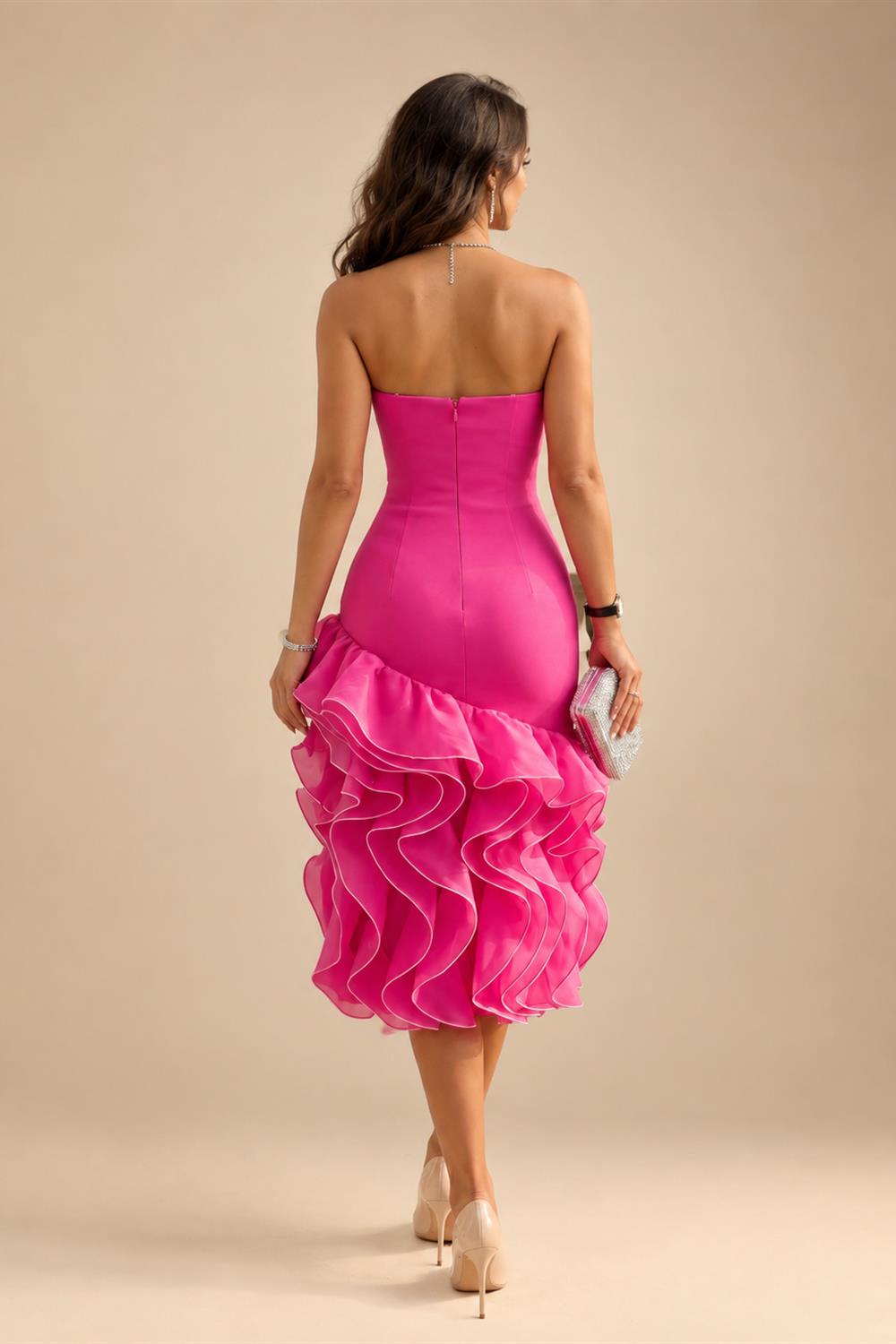 3/4 Sleeve Round Neck A-Line Midi Chiffon Mother of the Bride Dresses with Jacket (SHI22500386)
