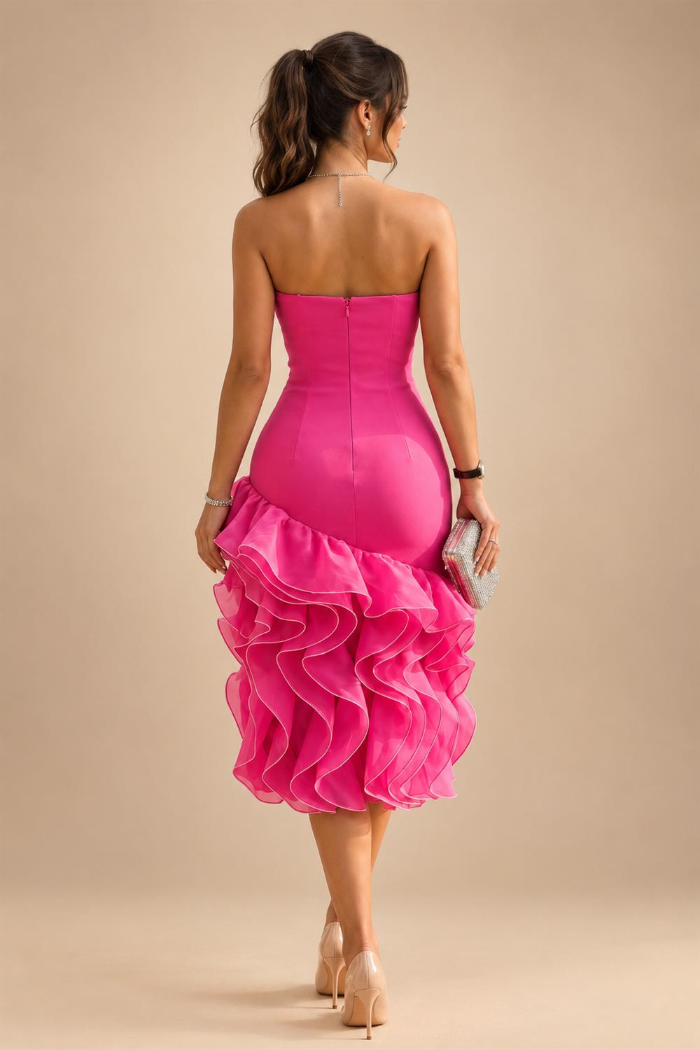 A-Line Chiffon 3/4 Flutter Sleeves Mother of the Bride & Groom Dresses with Beaded Lace Embroidered Bodice (SHI22500645)