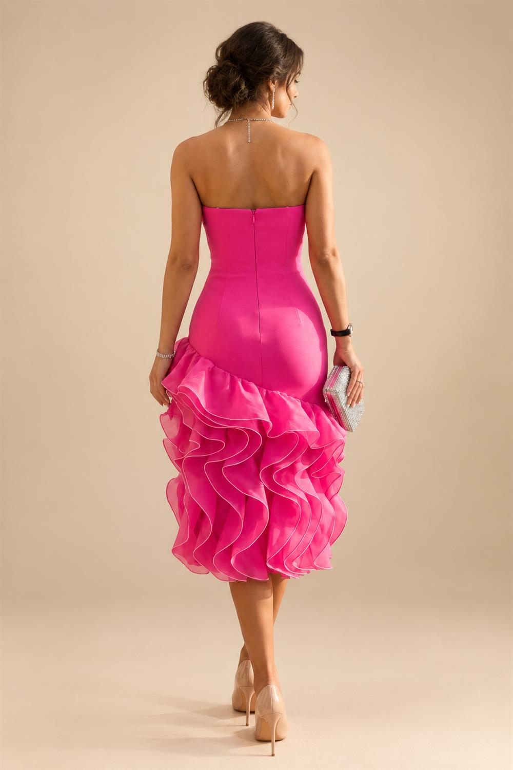 Sheath/Column Strapless Stretch Jersey Maxi Mother of the Bride & Groom Dresses with 3D Flowers & Slit (SHI22501694)