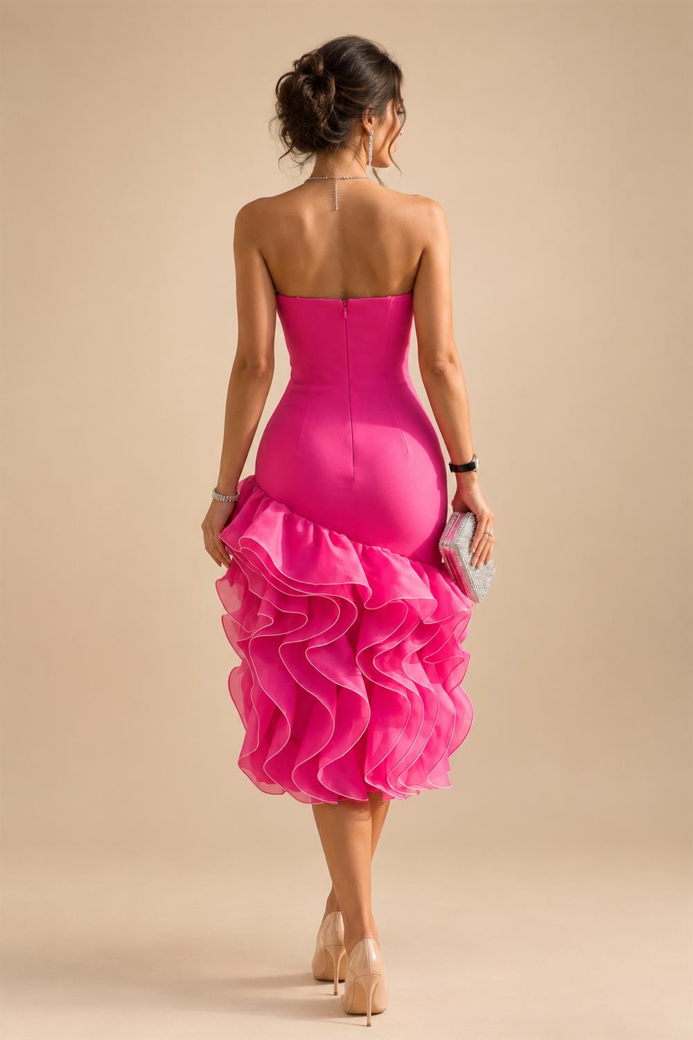 A-Line/Princess V-Neck Chiffon Maxi Mother of the Bride & Groom Dresses with Feather Trim & Pleats (SHI22501651)