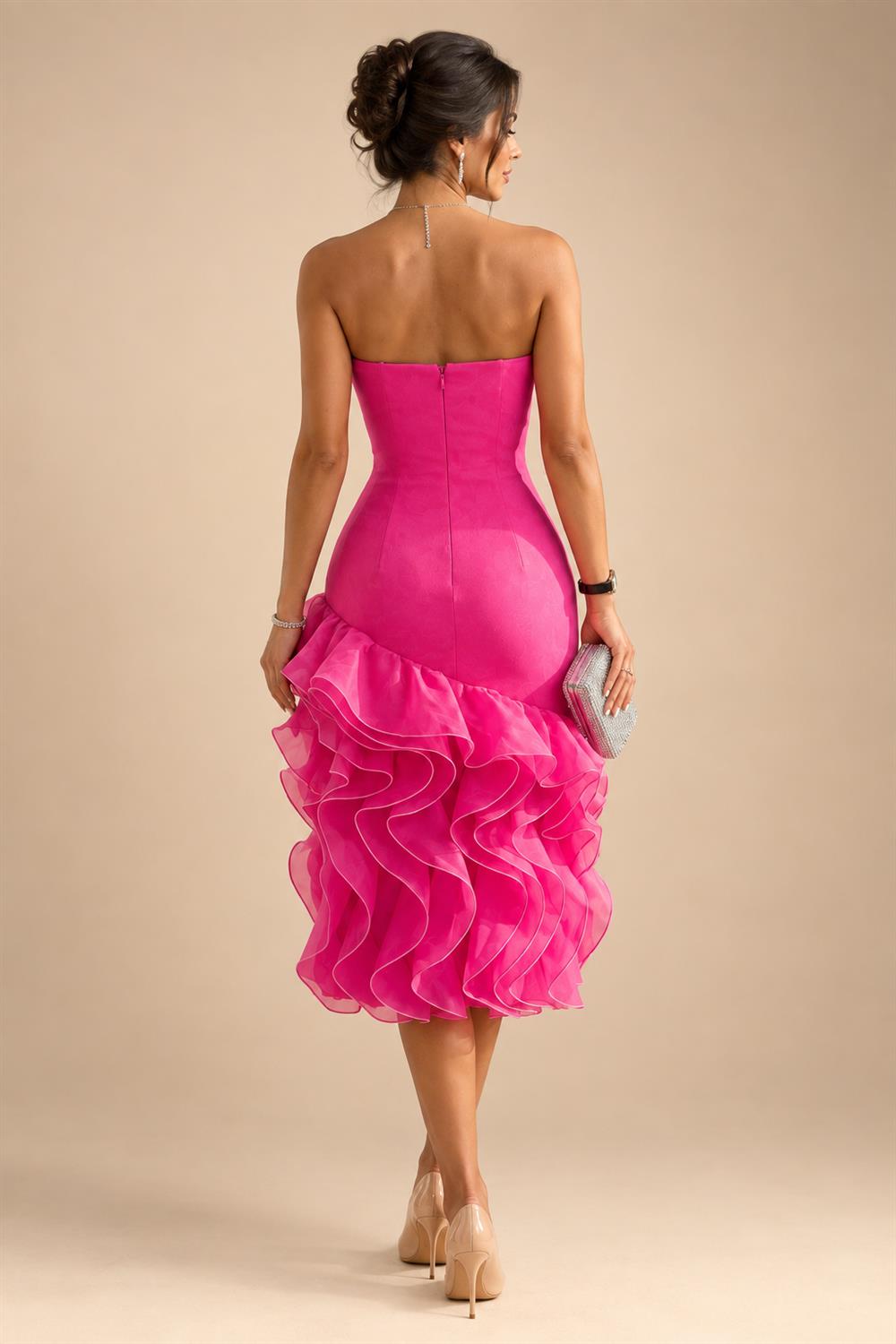 A-Line Satin V-Neck 3/4 Sleeve Mother of the Bride Dresses Floor-Length Ball Gown with Applique (SHI22500294)