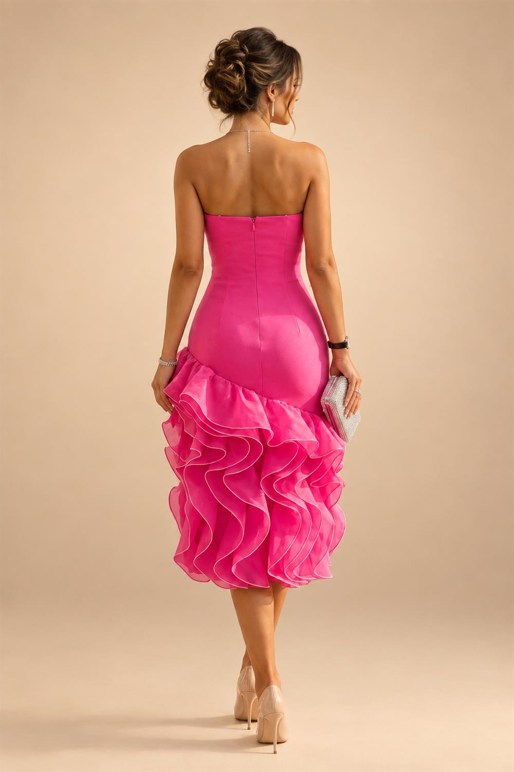 Satin Bodycon Spaghetti Straps Short Homecoming Dresses with Ruched Bodice (SHI22370321)