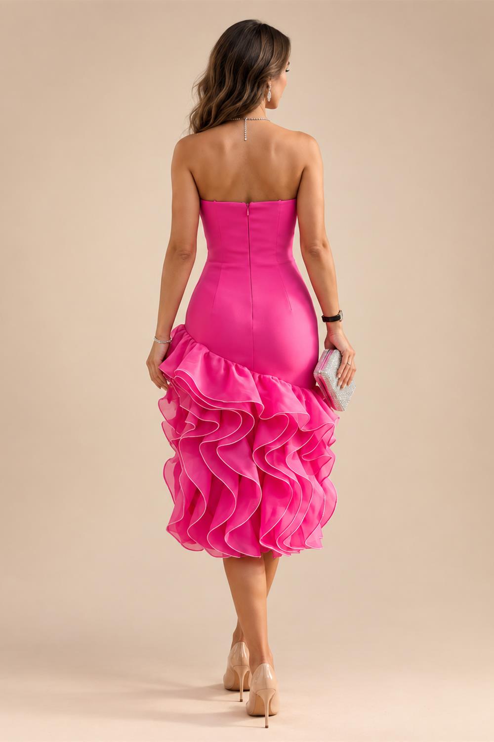 Jacquard Sheath/Column V-Neck Floor-Length Mother of the Bride & Groom Dresses with Ruched Waist (SHI22501057)