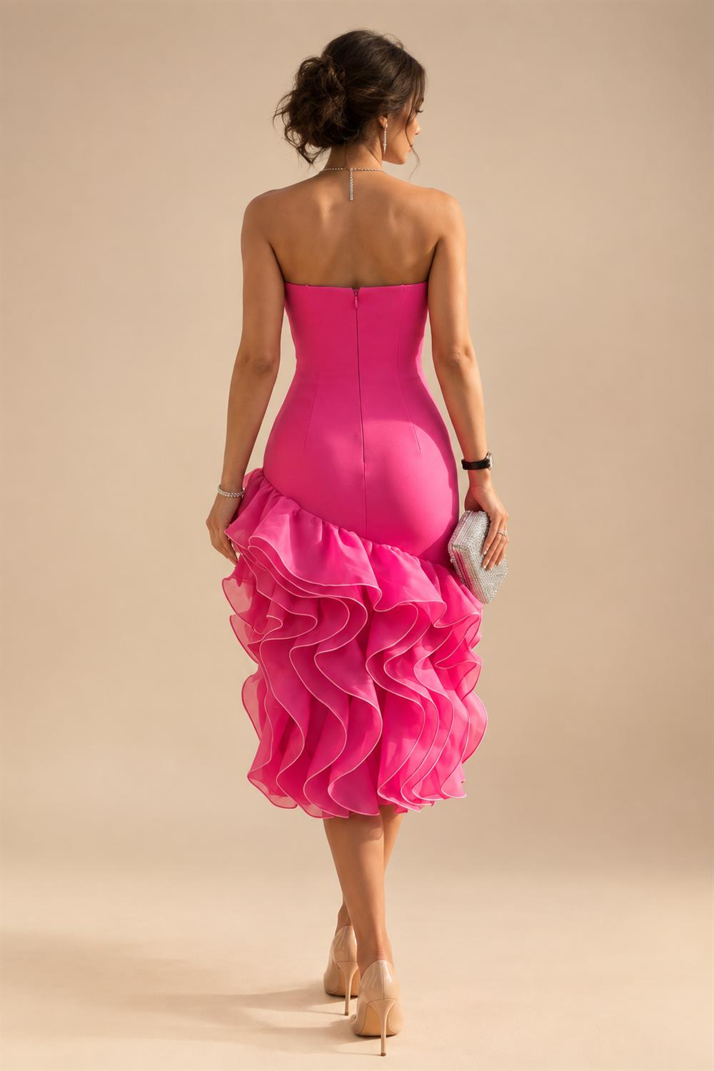 2-Piece A-Line Chiffon 3/4 Sleeves Mother of the Bride & Groom Dresses with Scalloped V-Neck Lace Bodice (SHI22500637)