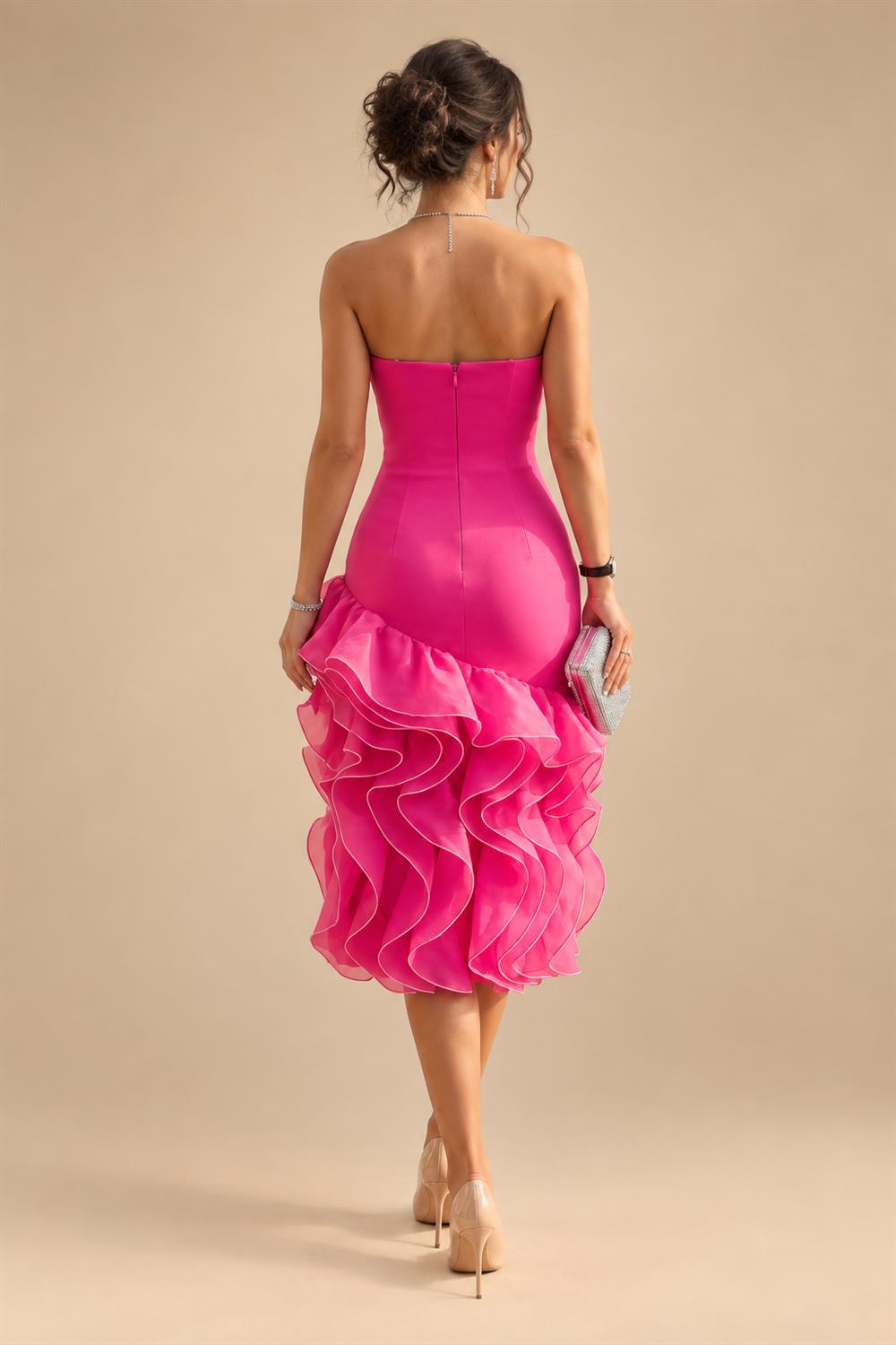 Jacquard Sheath/Column V-Neck Floor-Length Mother of the Bride & Groom Dresses with Ruffles & Ruched Waist (SHI22501058)