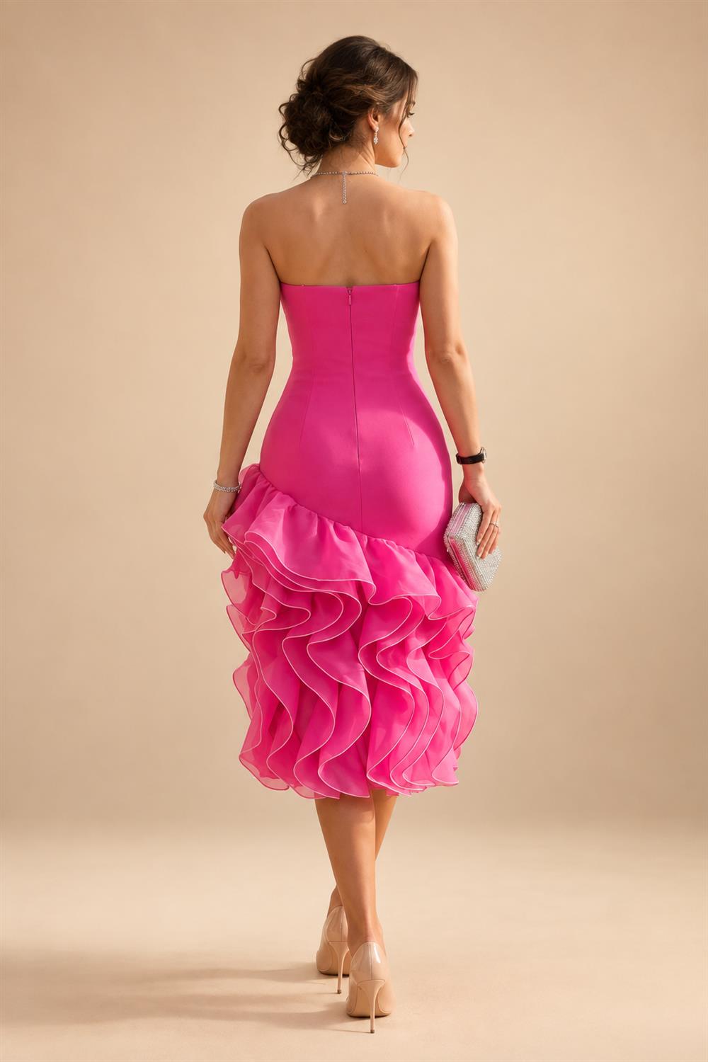 V Neck Satin Pleated Mermaid Mother of the Bride Dresses (SHIR1110589)
