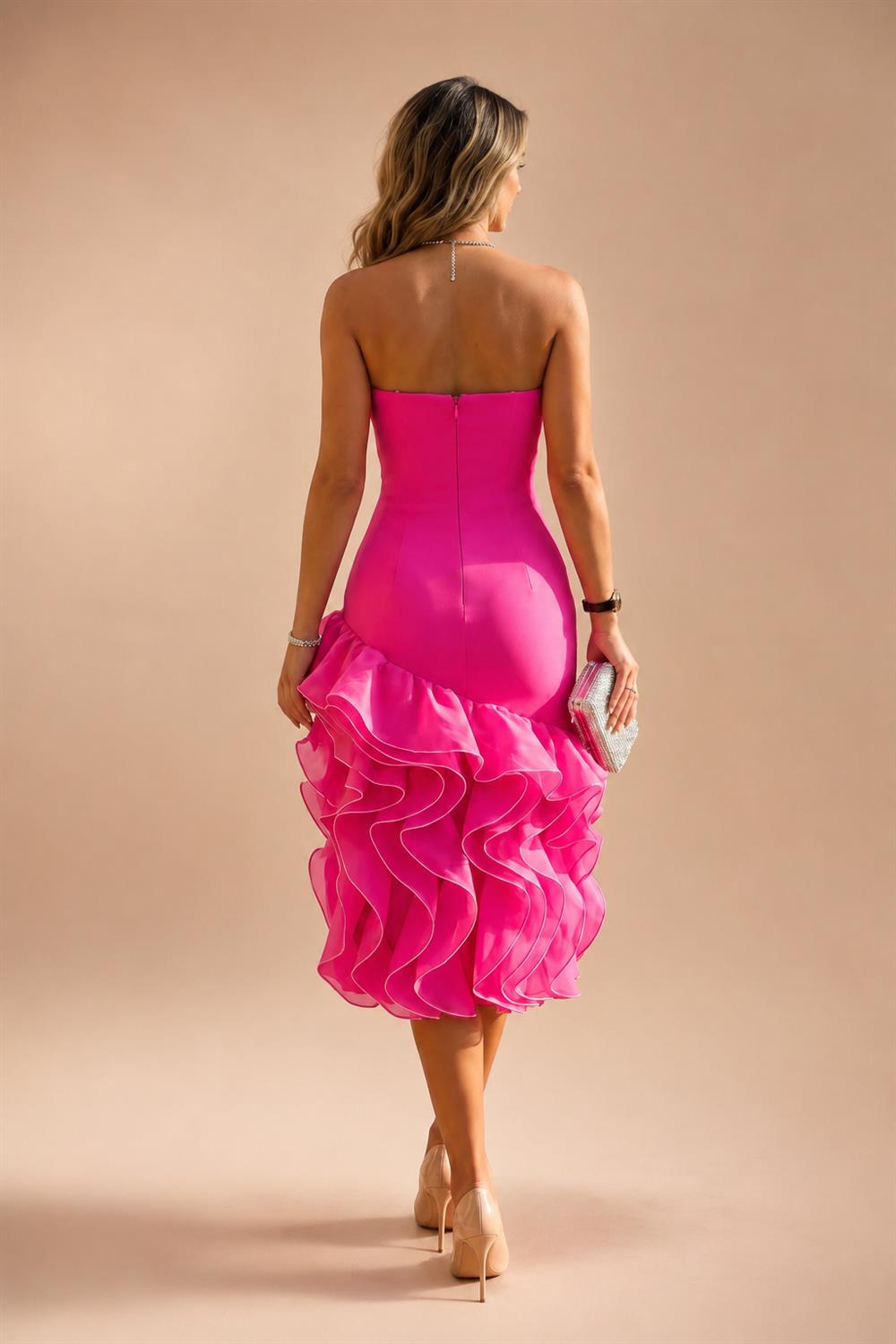 3/4 Sleeve Round Neck Sheath Midi Satin Mother of the Bride Dresses Formal Dress (SHI22500384)