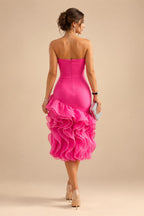A-Line/Princess Scoop Neck Satin Tea-Length Mother of the Bride Dresses with Pockets (SHI22500122)