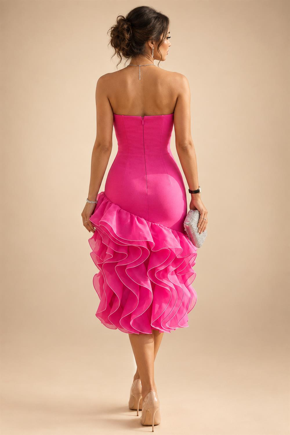 Satin A Line Round Neck Ruched Pleats Mother of the Bride & Groom Dresses (SHI22500952)