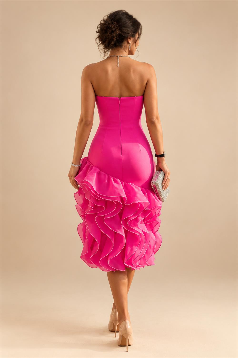Jumpsuit V Neck Half Sleeve Long Sparkling Mother of the Bride Dresses with Belt (SHI22500201)