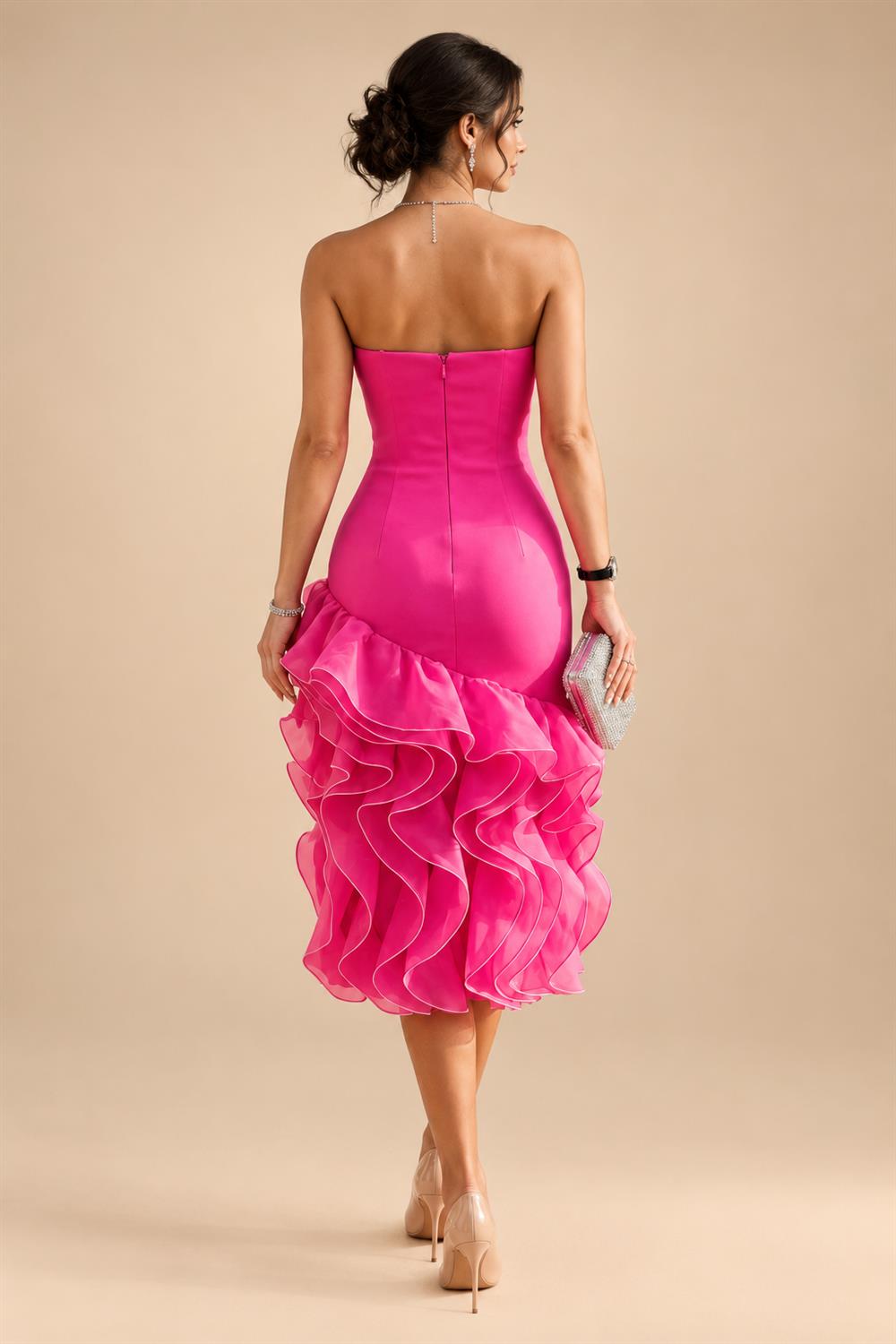 Jumpsuit Scoop Neck Chiffon Floor-Length Mother of the Bride Pantsuits with Rhinestones (SHI22501658)