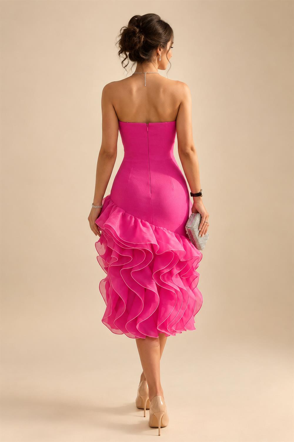 Floral Print A-Line/Princess V-Neck Floor-Length Mother of the Bride & Groom Dresses with Tiered Layers & Ruffles (SHI22501166)