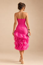 Jacquard A-Line/Princess Strapless Mini Homecoming Dresses with Bow & Pearls (SHI22370329)