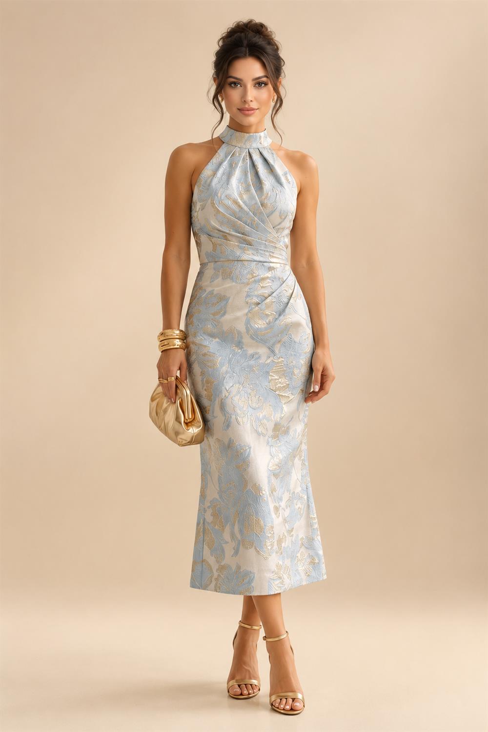 A-Line/Princess V-Neck Chiffon Maxi Mother of the Bride & Groom Dresses with Side Sash, Sweep Train & Ruched Bodice (SHI22501629)