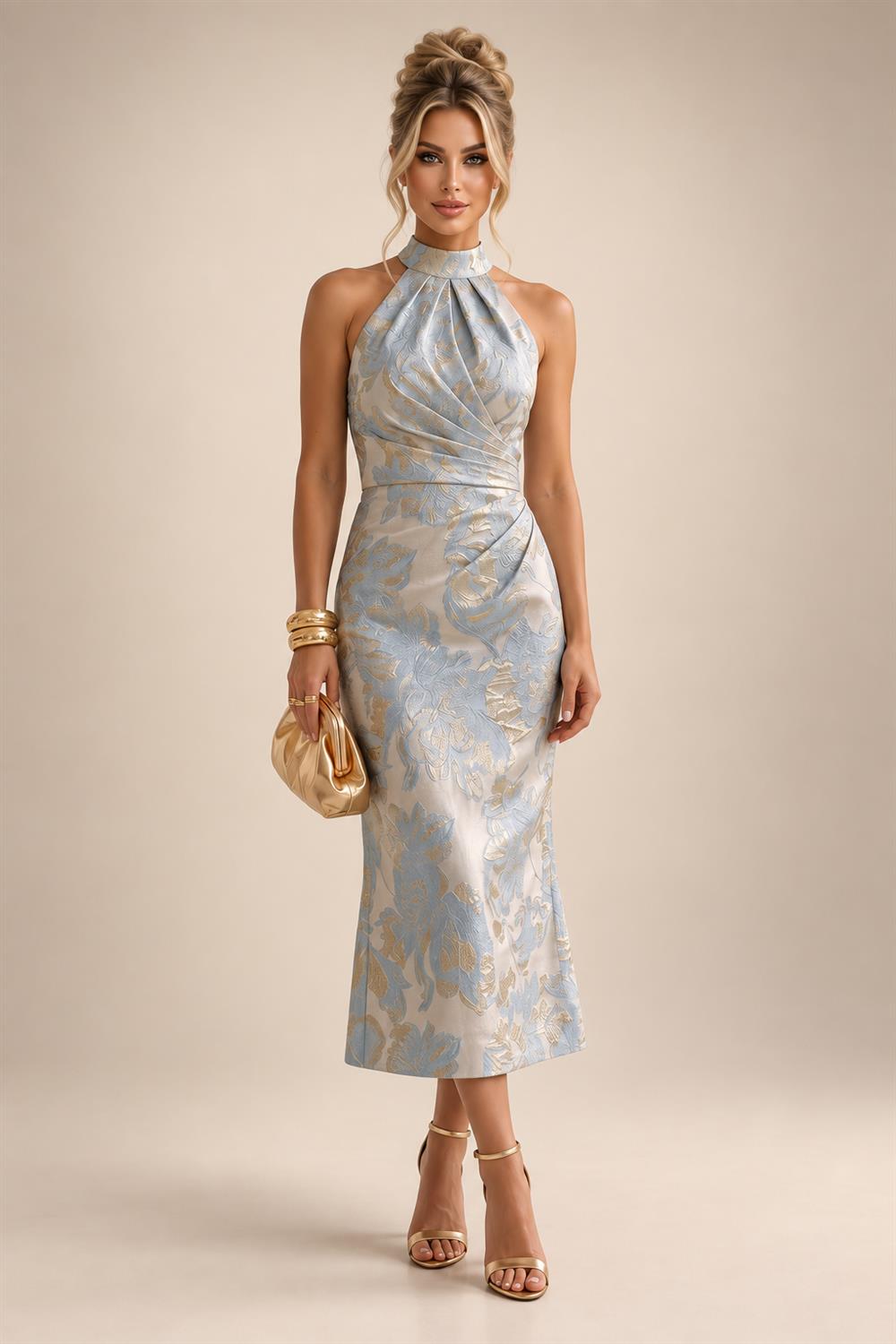 A-Line/Princess Scoop Neck Chiffon Maxi Mother of the Bride & Groom Dresses with Lace Appliques, Sweep Train & Pleats (SHI22501636)