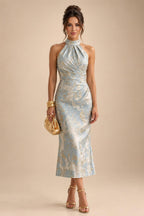 Lightweight Sheath Tea-Length Chiffon Mother of the Bride & Groom Dresses with Cowl Neck & Ruched Waist (SHI22500689)