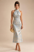 A-Line/Princess Scoop Neck Chiffon Maxi Mother of the Bride & Groom Dresses with Lace Appliques & Pleats (SHI22501638)