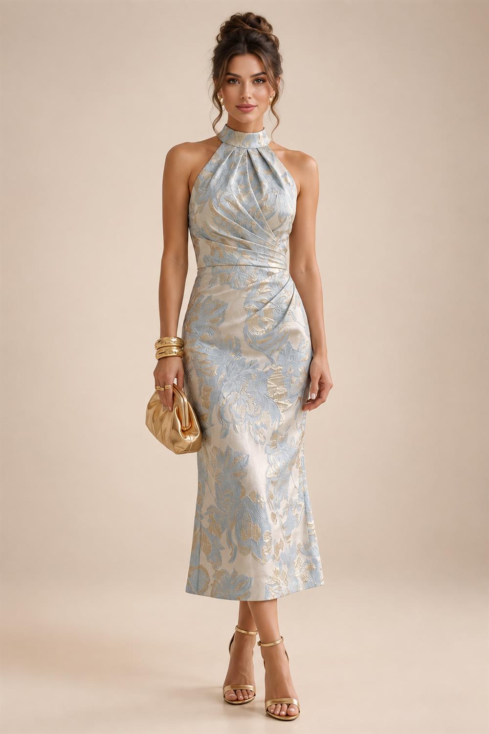 Satin Scoop Neck Mother of the Bride & Groom Dresses with 3D Flower (SHI22500338)