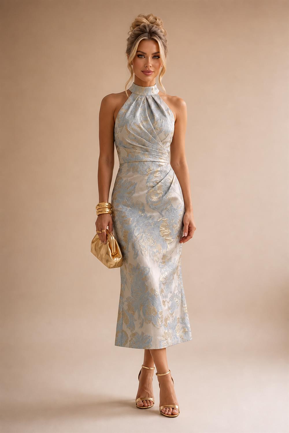 Sheath Floral Jacquard Off Shoulder Mother of the Bride & Groom Dresses with Flower (SHI22500777)