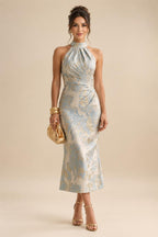 Sheath Satin 3/4 Sleeves Maxi Mother of the Bride & Groom Dresses with Chiffon Cape (SHI22500709)