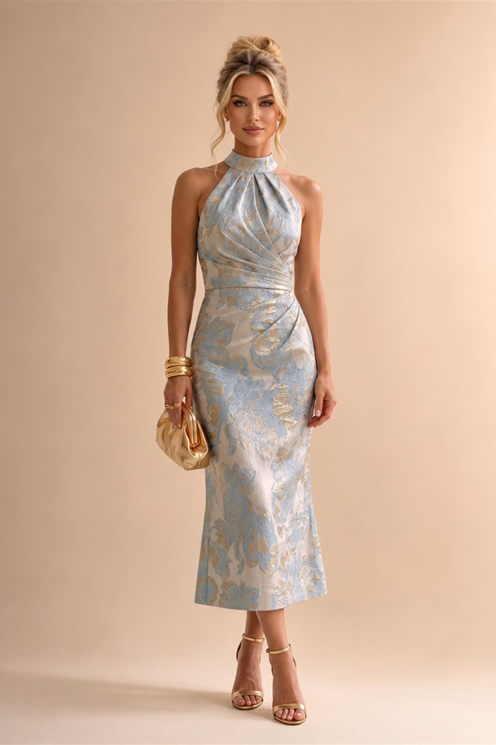 Jacquard A Line V Neck Ruffles Corset Mother of the Bride & Groom Dresses (SHI22500967)