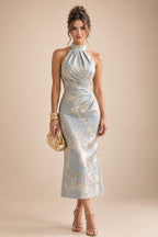 Jacquard A-Line/Princess Scoop Neck Floor-Length Mother of the Bride & Groom Dresses with Ruffles & Ruched Waist (SHI22501201)