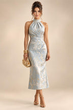 A-Line/Princess Pleated Two-Piece Tea-Length Mother of the Bride Dresses with Cascading Ruffles (SHI22500054)