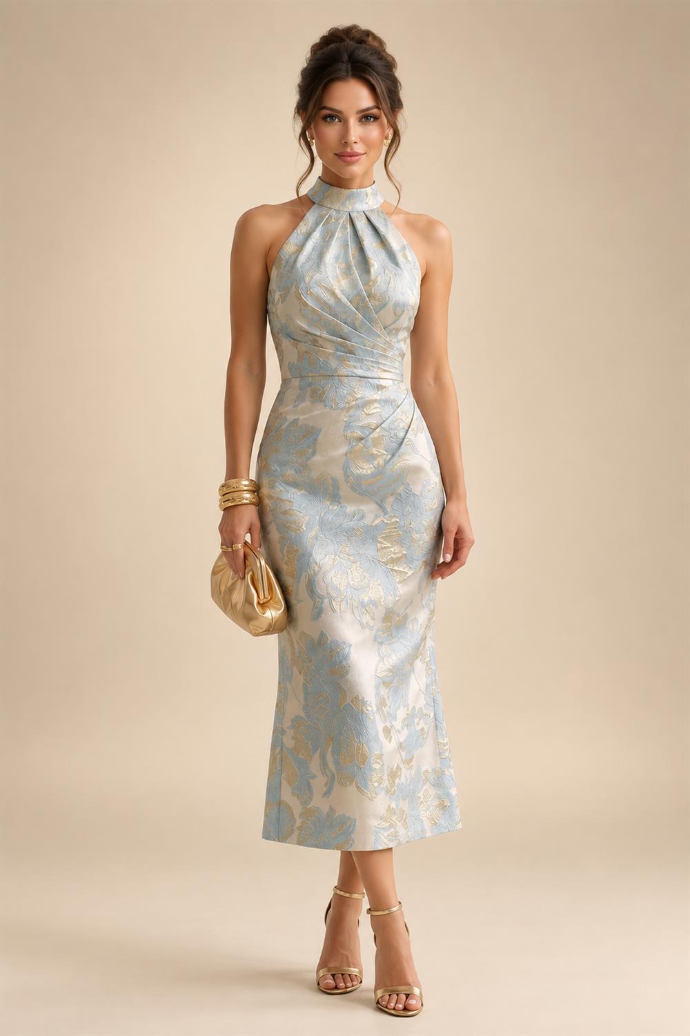 A-Line/Princess Scoop Neck Satin Tea-Length Mother of the Bride Dresses with Pockets (SHI22500122)