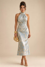 Satin A Line Round Neck Ruched Pleats Mother of the Bride & Groom Dresses (SHI22500952)