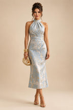 2-Piece A-Line Chiffon 3/4 Sleeves Mother of the Bride & Groom Dresses with Scalloped V-Neck Lace Bodice (SHI22500637)