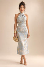 Jacquard Sheath/Column V-Neck Floor-Length Mother of the Bride & Groom Dresses with Ruched Waist (SHI22501057)
