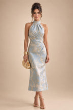 Sheath Satin Tea-Length Mother of the Bride & Groom Dresses with 3/4 Bell Sleeves & Crystal Embellished Belt (SHI22500471)