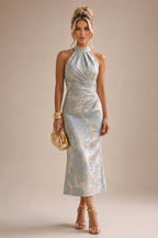 Sheath Satin Jacquard Off Shoulder Floor-Length Mother of the Bride & Groom Dresses (SHI22500823)