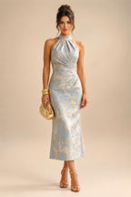 A-Line/Princess V-Neck Chiffon Maxi Mother of the Bride & Groom Dresses with Rhinestones & Pleats (SHI22501693)