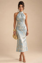 A-Line/Princess V-Neck Chiffon Maxi Mother of the Bride & Groom Dresses with Feather Trim & Pleats (SHI22501651)