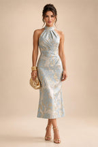 Jacquard A-Line/Princess V-Neck Floor-Length Mother of the Bride & Groom Dresses with Ruched Waist (SHI22501061)