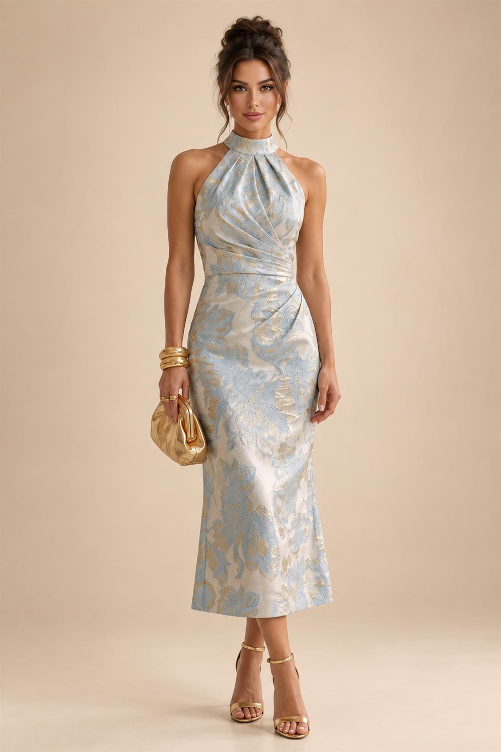 Floral Print A-Line/Princess Scoop Neck Floor-Length Mother of the Bride & Groom Dresses with Pockets (SHI22500916)