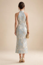 Jacquard Sheath/Column V-Neck Floor-Length Mother of the Bride & Groom Dresses with Ruffles & Ruched Waist (SHI22501058)