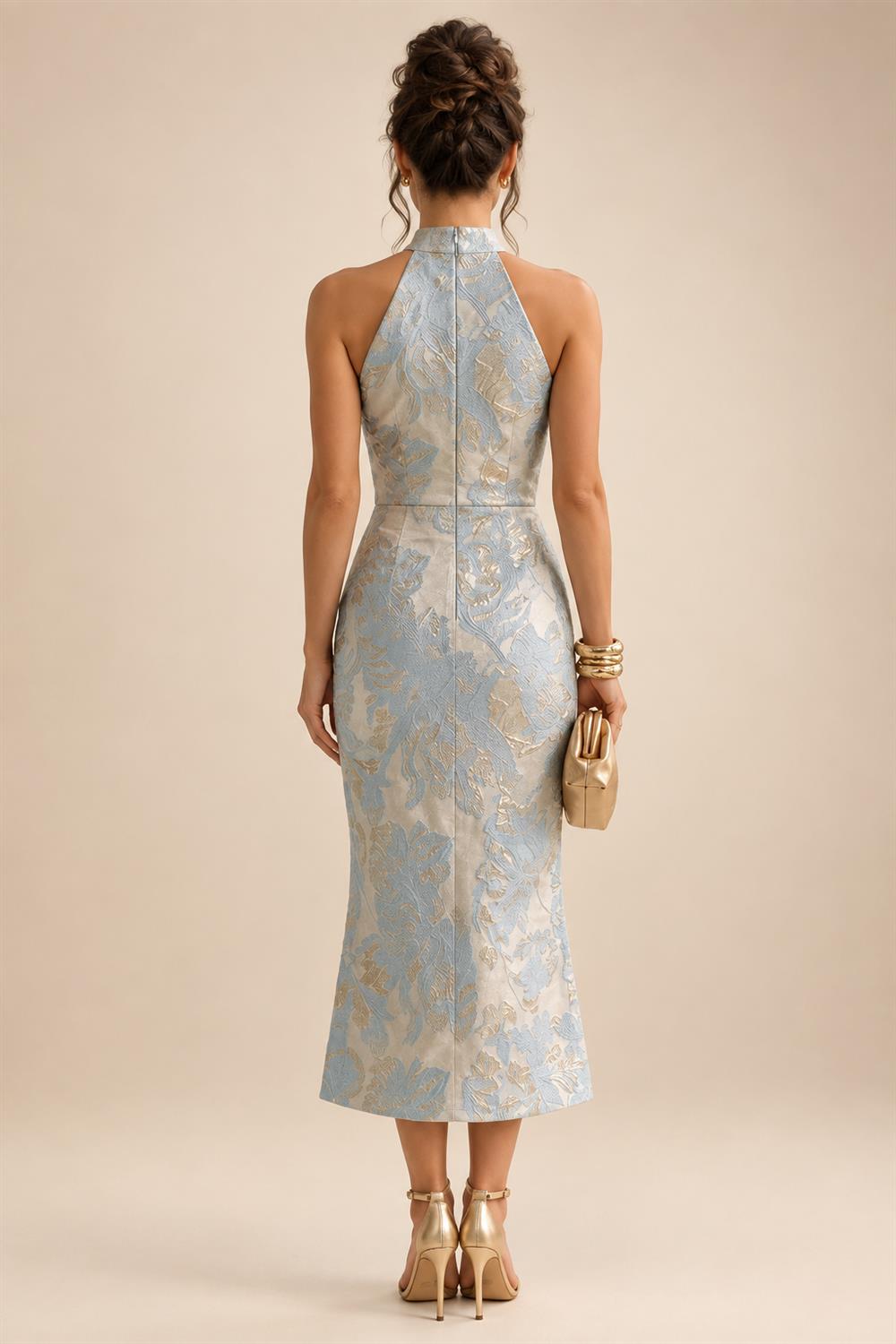 Floral Print A-Line/Princess V-Neck Tea-Length Mother of the Bride & Groom Dresses with Ruched Waist & Pockets (SHI22501150)