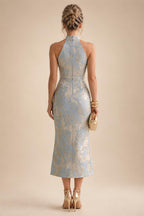 A-Line/Princess Scoop Neck Pleated Satin Evening Dresses with Sequins (SHI22500066)