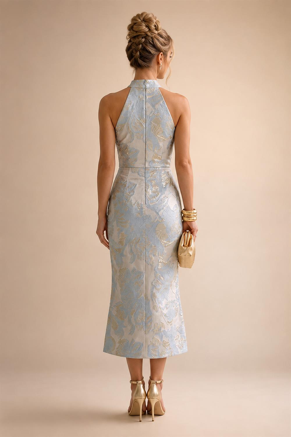 A-Line/Princess V-Neck Chiffon Maxi Mother of the Bride & Groom Dresses with Feather Trim & Pleats (SHI22501651)